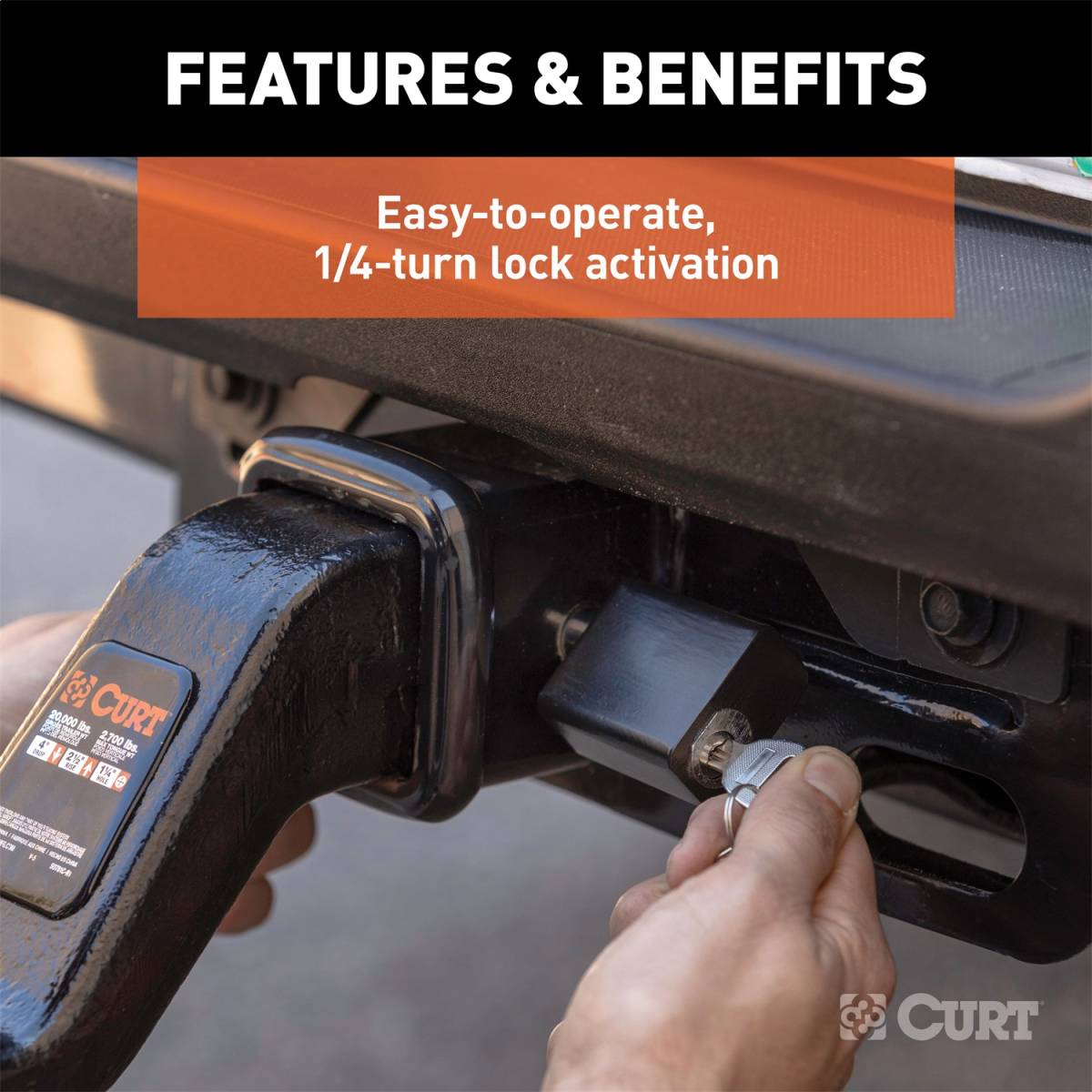 Trailer Hitch Lock, CURT, 23021 Titan Truck Equipment