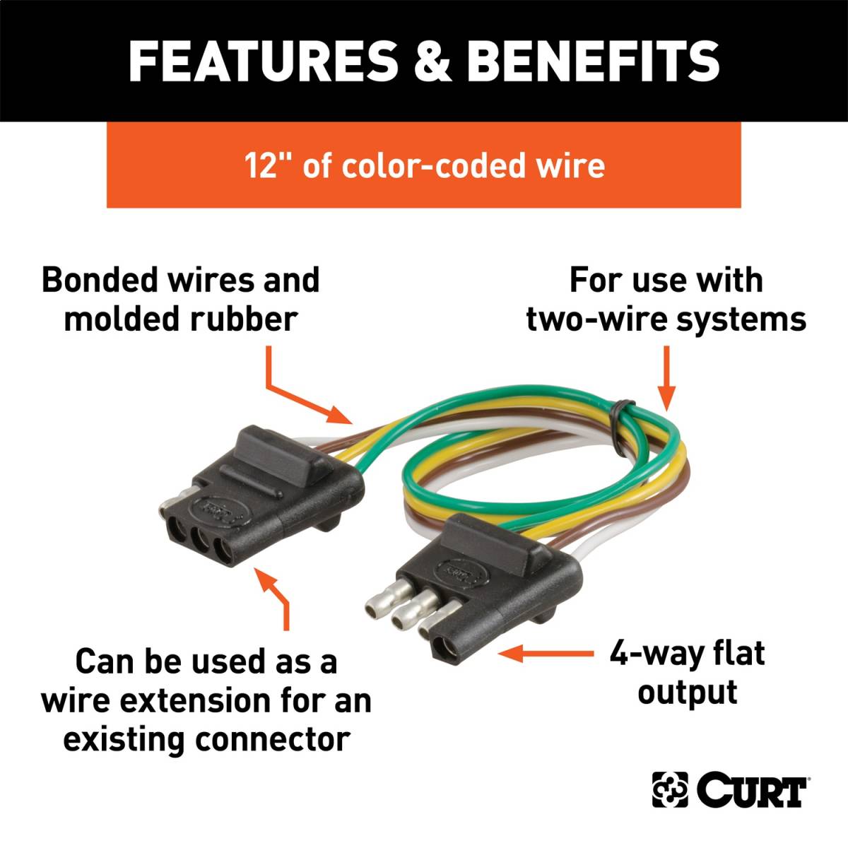 4-Way Bonded Wiring Connector, CURT, 58380 | Titan Truck Equipment
