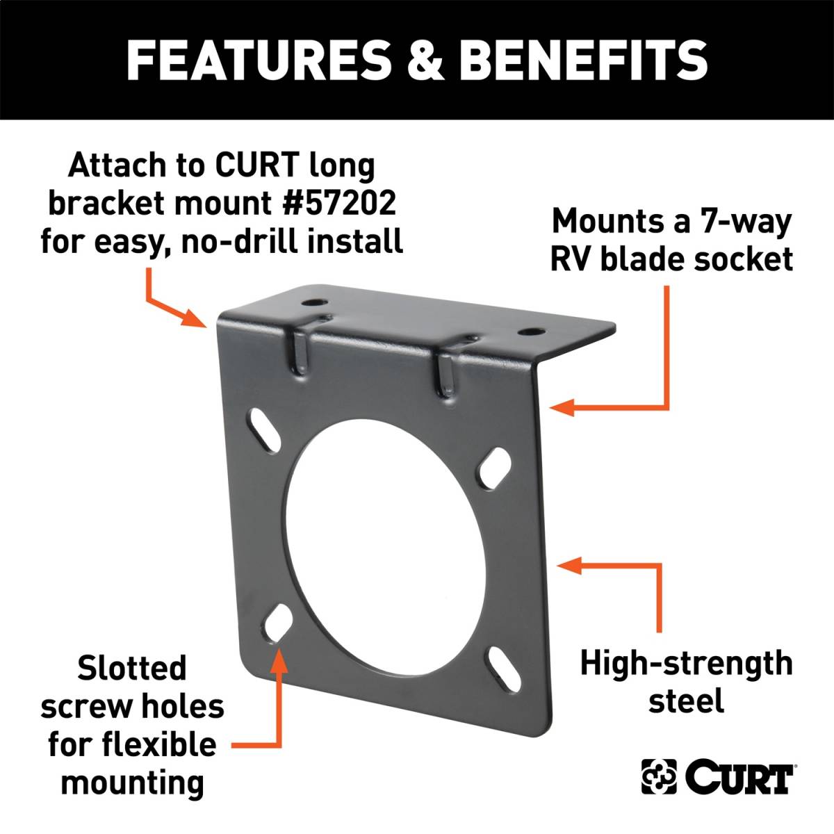 CURT Connector Mounting Bracket for 7Way USCAR Socket Titan Truck