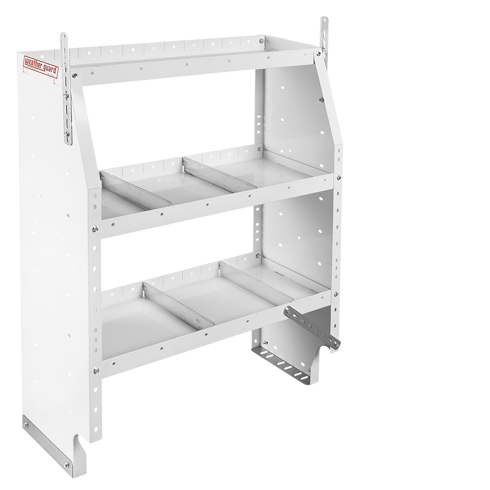 Weather Guard Adjustable Van Storage Shelf Unit - White Steel Shelving With Dividers - View #13
