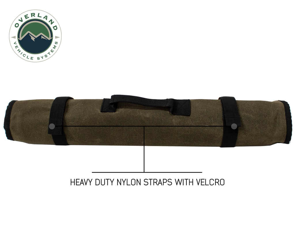 Overland Vehicle Systems - OVS | Rolled Tool Bag Socket With Handle And Straps 16 Lb Waxed Canvas Universal