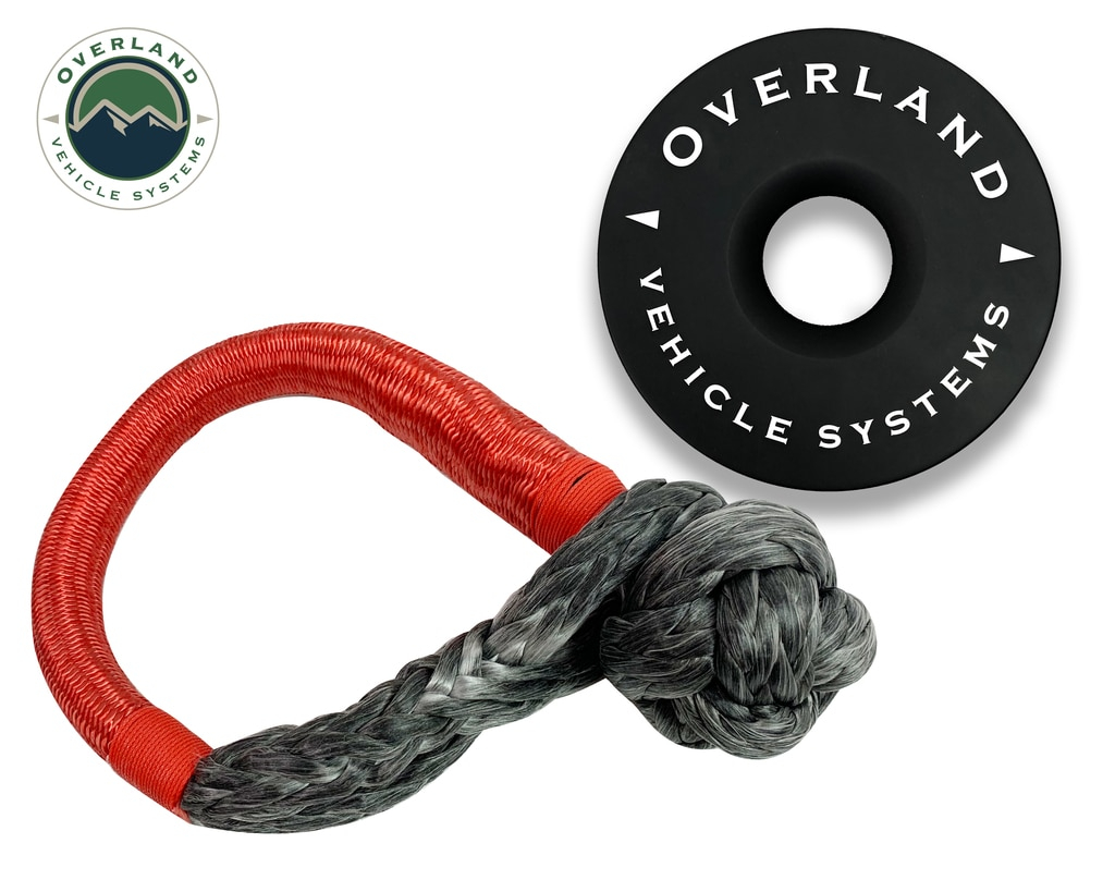 Overland Vehicle Systems - OVS | 23" Soft Shackle 5/8" Diameter Combo Pack 44,500 lb & Recovery Ring 6.25" Black