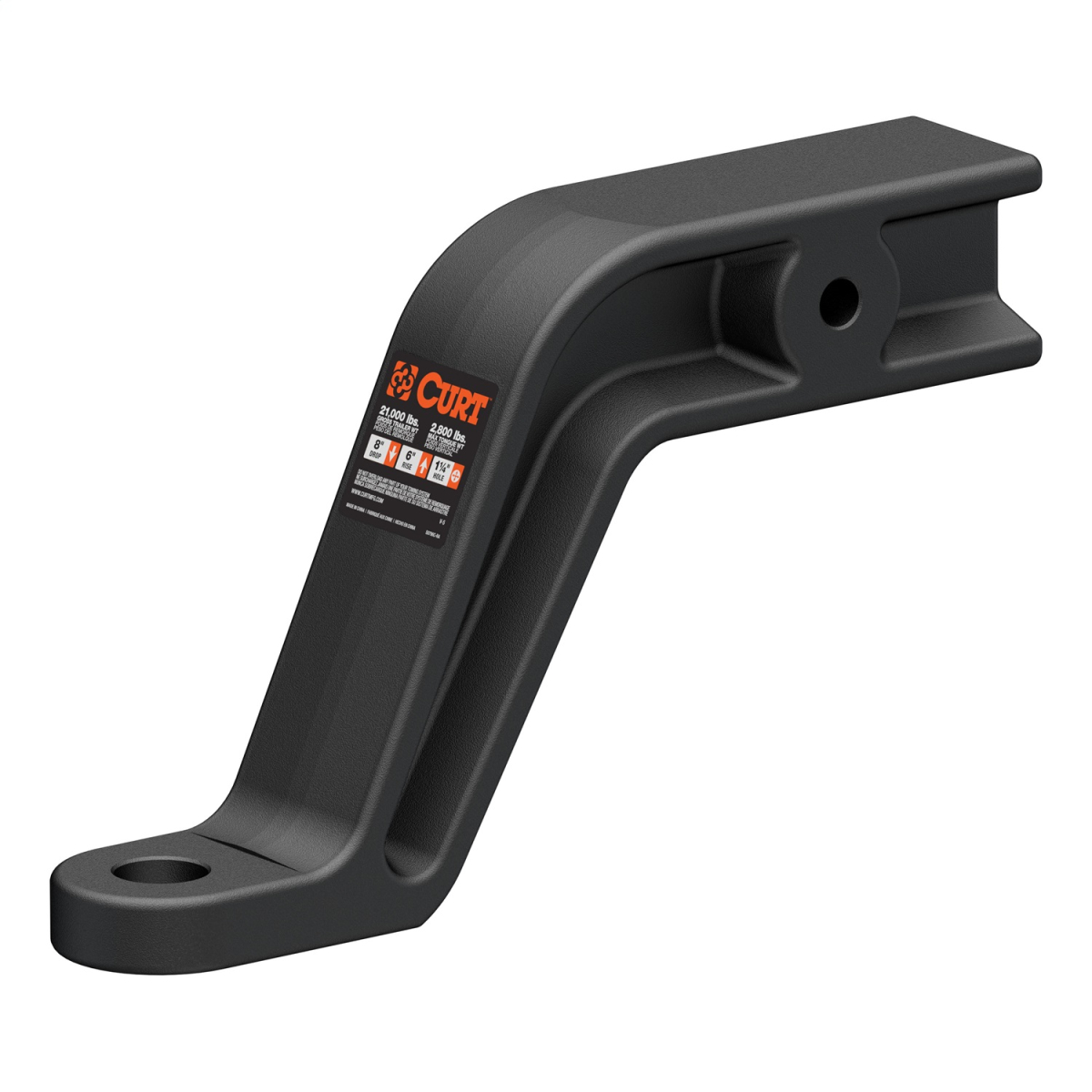 CURT - CURT 45432 Industrial Duty Forged Ball Mount (3" Shank, 21,000 lbs., 8" Drop, 10-1/2" Long)