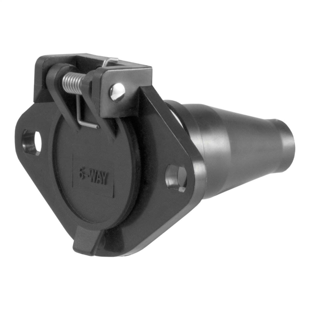 CURT - 6-Way Round Connector Socket (Vehicle Side, Black Plastic)