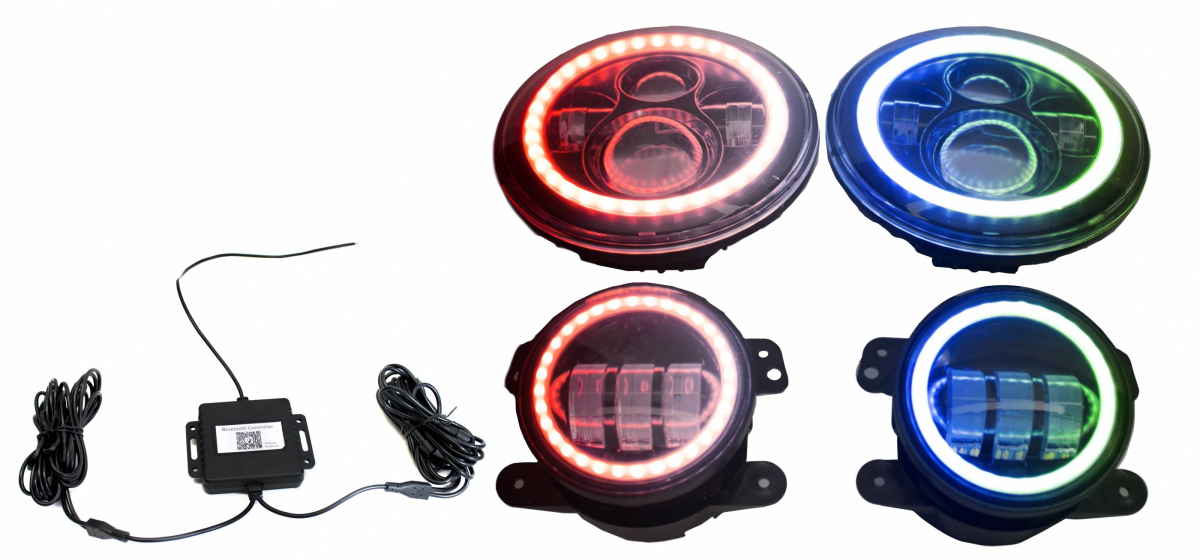Race Sport - Race Sport | 7" Headlight & 4" Foglight ColorSMART Combo RGB Multi-Color Kit