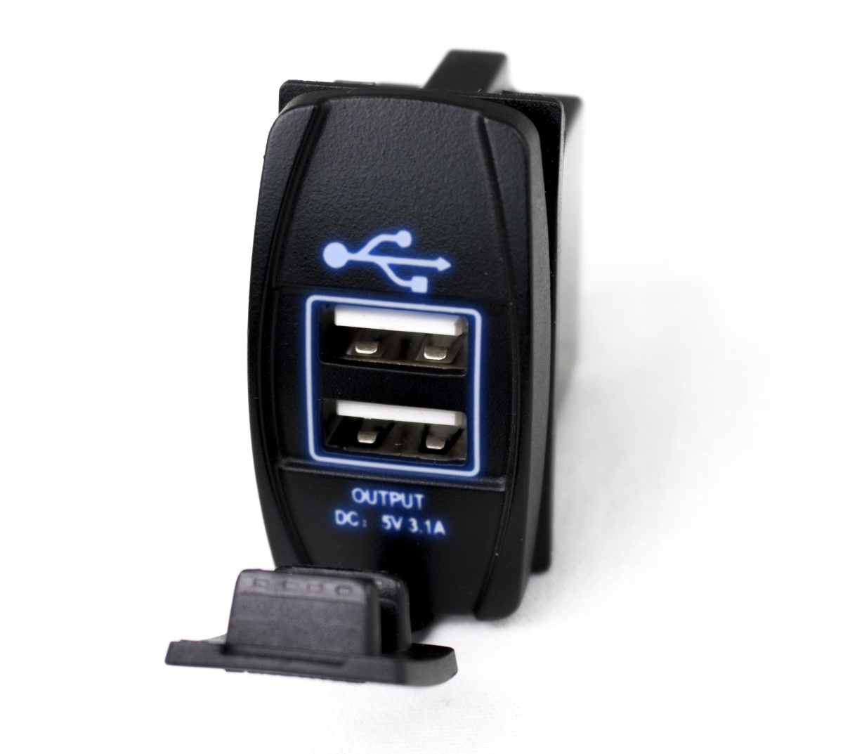 Race Sport - Race Sport | LED Rocker Switch Style 2-Port USB Charge Panel w/Blue LED