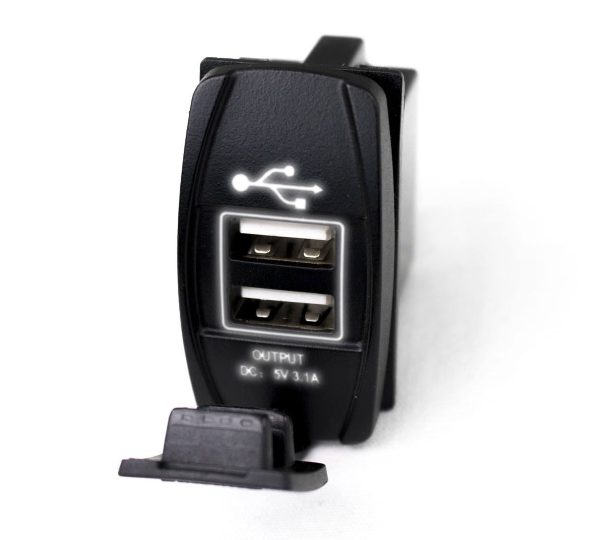 Race Sport - Race Sport | LED Rocker Switch Style 2-Port USB Charge Panel w/White LED