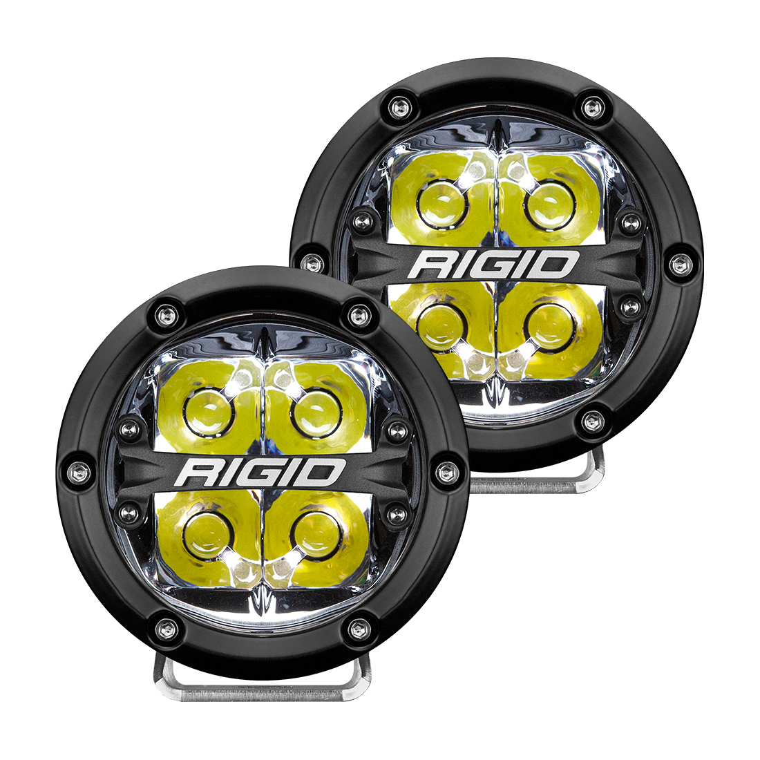 Rigid Industries - RIGID Industries | 360-Series 4" Round LED Off-Road Light; Spot Beam Pattern for High Speeds, White Backlight, Pair | 36113