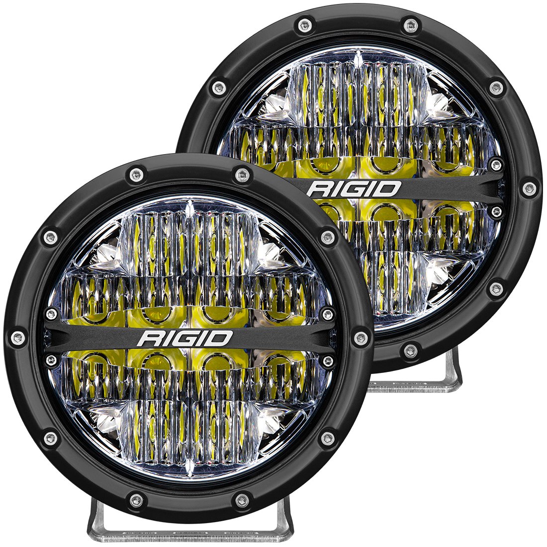 Rigid Industries - RIGID Industries | 360-Series 6" Round LED Off-Road Light; Drive Beam Pattern for Moderate Speeds, White Backlight, Pair | 36204