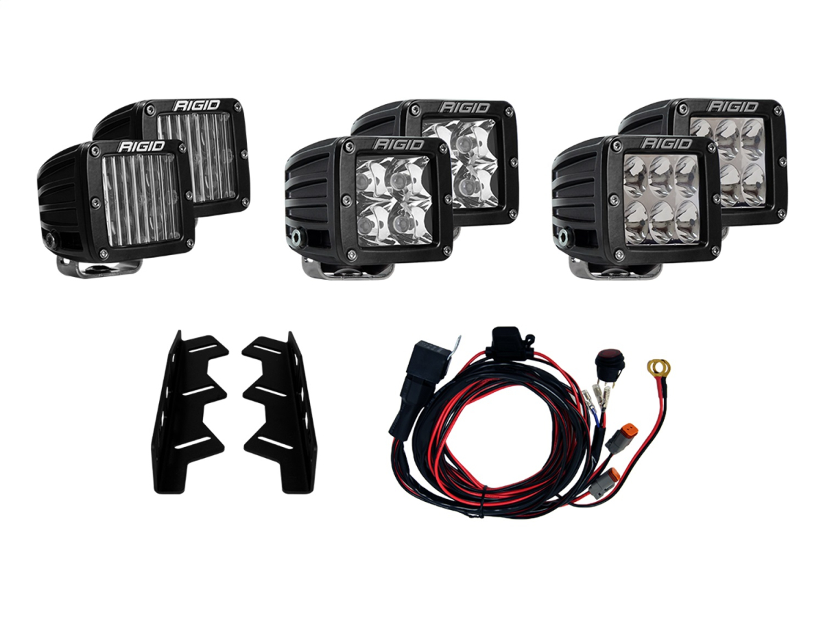 Rigid Industries - RIGID Industries | 2017-2020 Ford Raptor Fog Light Mount Kit; Includes 6 D-Series LED Lights | 41610