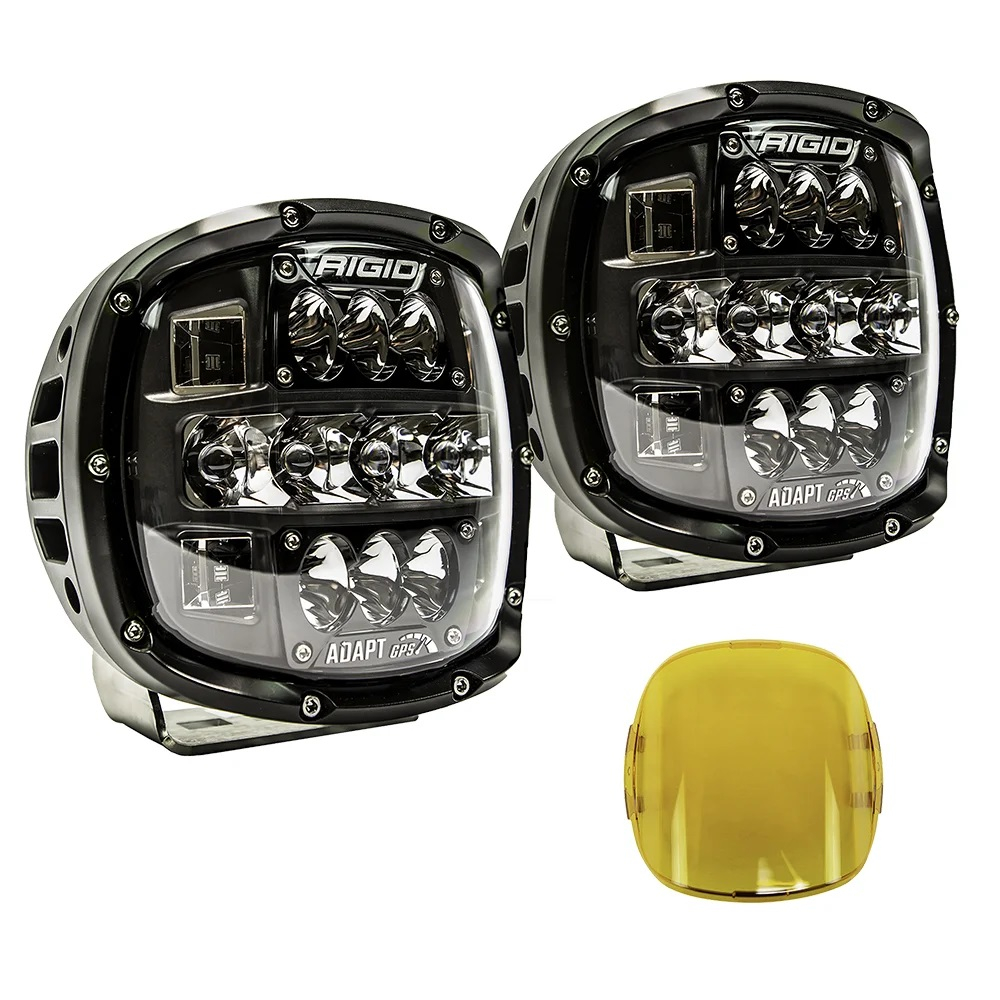 Rigid Industries - RIGID Industries | Adapt XP Extreme Powersports LED Light With 3 Lighting Zones & GPS Module; Kit Includes Amber Covers & Mounting Brackets, Pair | 300415