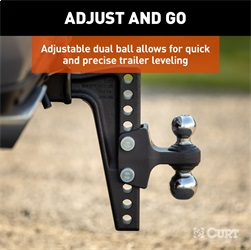 CURT - CURT 45936 Deep-Drop Adjustable Trailer Hitch Ball Mount with Dual Ball, 2" Shank, 15K