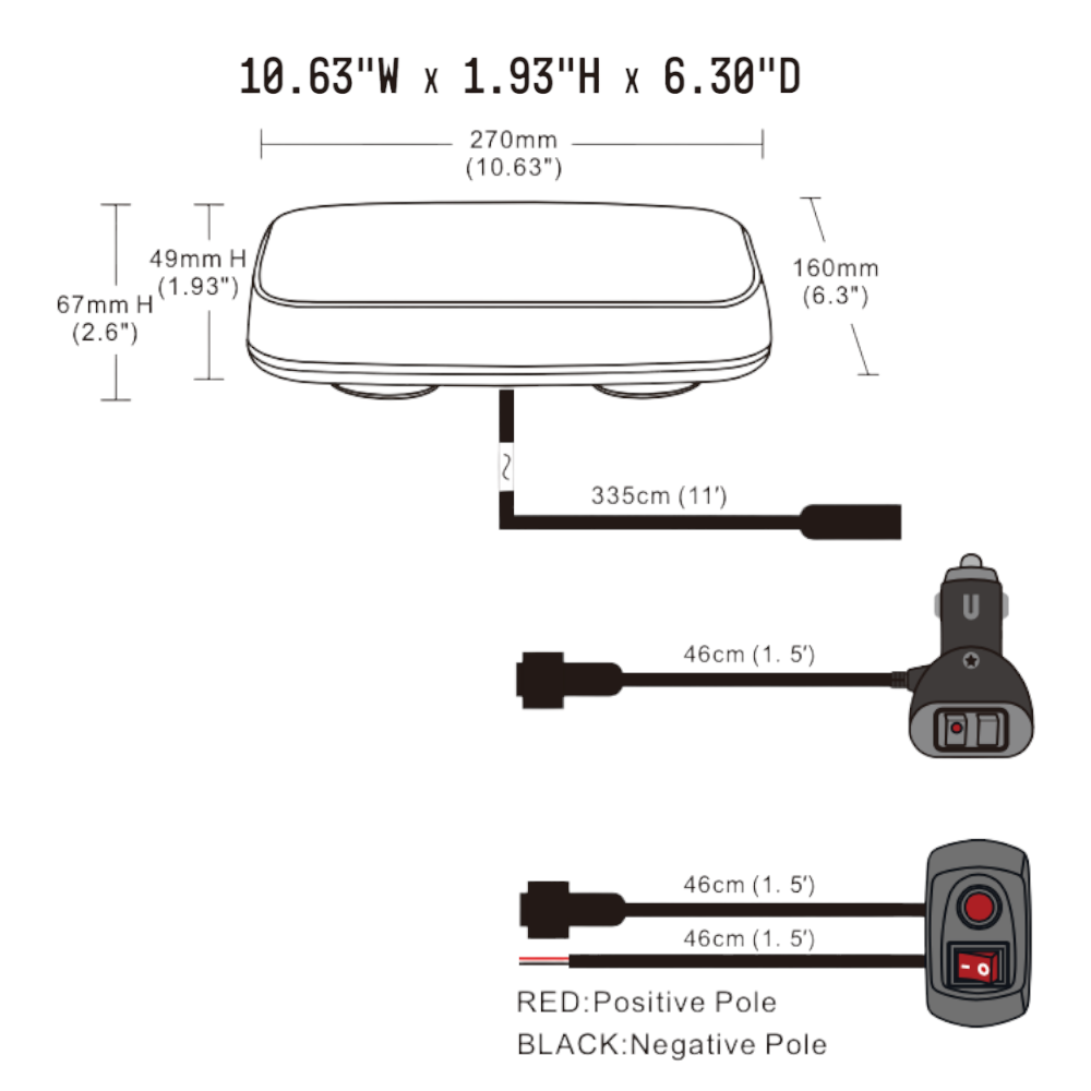 ARC Lighting - ARC Lighting | BuiltBright™ 12" LED Work Light Bar; Strobe; Amber/White | BB6001A