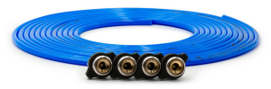 Up Down Air Tire Inflator Hose Replacement 240 Inch W/4 Quick Release Chucks Blue