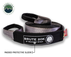 Overland Vehicle Systems - OVS | Tow Strap 20,000 lb 2" x 30 Foot Gray With Black Ends & Storage Bag - Image 2