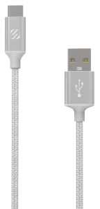 Scosche Tangle-Free Braided USB-C Cable Silver 4'