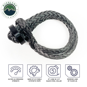 Overland Vehicle Systems - OVS | 22" Soft Shackle 7/16" Diameter Soft Shackle Recovery 41,000 lb. w/2.5" Steel Collar & Storage Bag - Image 6