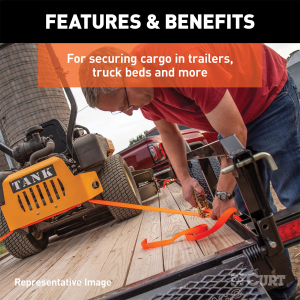 CURT - 27' Yellow Cargo Strap with Flat Hooks (3,333 lbs.) - Image 3