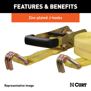 CURT - 14' Yellow Cargo Strap with J-Hooks (1,667 lbs.) - Image 6