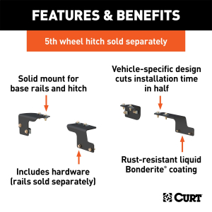 CURT - CURT | Custom 5th Wheel Brackets; Select Toyota Tundra; Except Extended Crew Cab; 6.5' Bed | 16468 - Image 2