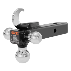 CURT - CURT 45675 Multi-Ball Mount with Hook (2" Solid Shank, 1-7/8", 2" & 2-5/16" Chrome Balls) - Image 1