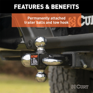 CURT - CURT 45675 Multi-Ball Mount with Hook (2" Solid Shank, 1-7/8", 2" & 2-5/16" Chrome Balls) - Image 4