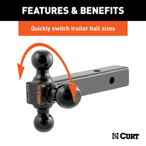 CURT - CURT 45650 Multi-Ball Mount (2" Solid Shank, 1-7/8", 2" & 2-5/16" Black Balls) - Image 3