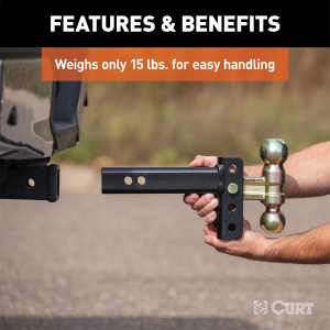 CURT - CURT 45903 Slim Adjustable Channel Mount with Dual Ball (2" Shank, 10K, 3-3/4" Drop) - Image 5