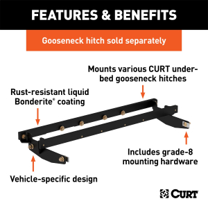 CURT - CURT 60604 Double Lock Gooseneck Installation Brackets, Fits Select Chevrolet Silverado, GMC Sierra 2500, 3500 HD - Image 2