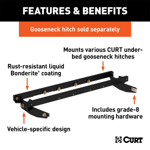 CURT - CURT | Double Lock Gooseneck Installation Brackets; Select Silverado, Sierra 2500, 3500 | 60604 - Image 2