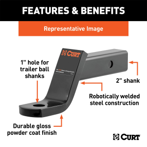 CURT - Class 3 Ball Mount (2" Shank, 7,500 lbs., 6" Drop, 9-1/4" Long) - Image 3