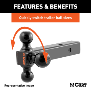 CURT - CURT 45651 Multi-Ball Mount (2-1/2" Hollow Shank, 1-7/8", 2" & 2-5/16" Black Balls) - Image 3