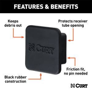 CURT - 2-1/2" Rubber Hitch Tube Cover (Packaged) - Image 3