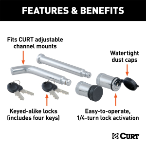 CURT - Channel Mount Lock Set (5/8" Diameter) - Image 2