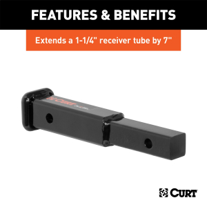 CURT - 7" Receiver Tube Extender (1-1/4" Shank, Not for Towing Use) - Image 3