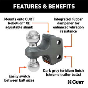CURT - CURT 45952 Replacement Rebellion XD Dual Ball, 2" & 2-5/16", Up to 15K - Image 2