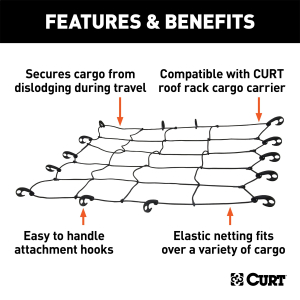 CURT - CURT | 44" x 38" Elastic Cargo Net for Roof Basket | 18200 - Image 2