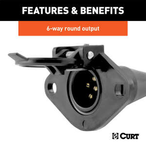 CURT - CURT | 6-Way Round Connector Socket; Vehicle Side | 58130 - Image 3