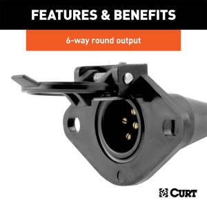 CURT - 6-Way Round Connector Socket (Vehicle Side, Black Plastic) - Image 3