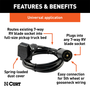 CURT - 7' 7-Way RV Blade Extension Harness (Routes to Truck Bed) - Image 2