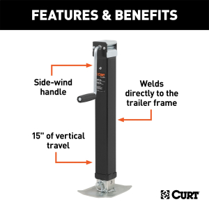 CURT - CURT 28575 Direct Weld On Heavy-Duty Trailer Jack, 8,000 lbs. Support Capacity, 15 Inches Vertical Travel - Image 2