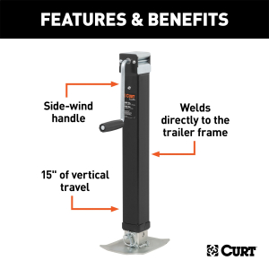 CURT - CURT | Direct-Weld Square Jack w/Side Handle; 8,000lbs; 15" Travel | 28575 - Image 2