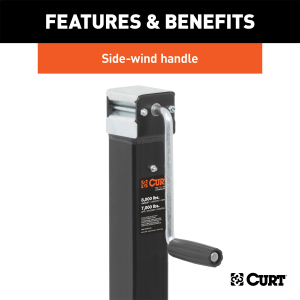 CURT - CURT | Direct-Weld Square Jack w/Side Handle; 8,000lbs; 15" Travel | 28575 - Image 3