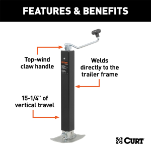 CURT - CURT | Direct-Weld Square Jack w/Top Handle; 8,000lbs; 15" Travel | 28570 - Image 2