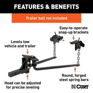 CURT - CURT 17057 Round Bar Weight Distribution Hitch with Integrated Lubrication (10-14K) - Image 3