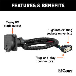 CURT - CURT 56393 Custom Wiring Connector, 7-Way RV Blade, Select Chevy Traverse, Buick Enclave - Image 3