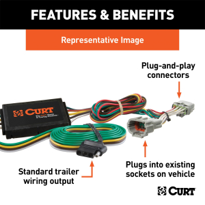 CURT - CURT 56298 Custom Wiring Harness, 4-Way Flat Output, Select Lincoln MKX - Image 3