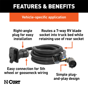CURT - CURT | 10' 7-Way RV Blade Truck Bed Extension Harness | 56000 - Image 2
