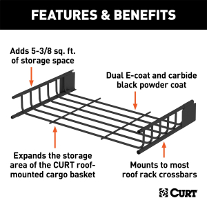 CURT - CURT | 21" x 37" Black Steel Roof Rack Cargo Carrier Extension | 18117 - Image 2
