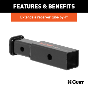 CURT - CURT 45770 Receiver Tube Adapter (2" to 1-1/4" Shank, 3,500 lbs. GTW, 4" Length) - Image 3